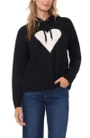 Vince Camuto Intarsia Heart Sweater Hoodie In Black