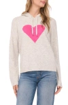 Vince Camuto Intarsia Heart Sweater Hoodie In White