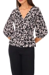 Vince Camuto Ity Wrap Surplice Neck Blouse In Black