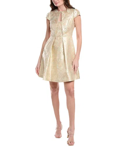Vince Camuto Jacquard A-line Dress In Metallic