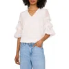 Vince Camuto Jacquard Bubble Sleeve Top In New Ivory