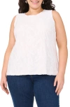 Vince Camuto Jacquard Cotton Blend Keyhole Tank In Ultra White