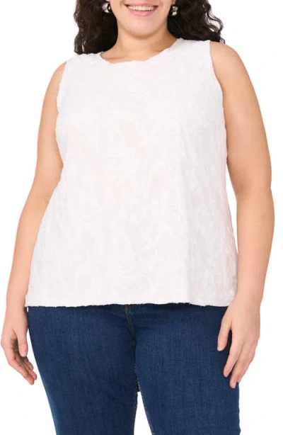 Vince Camuto Jacquard Cotton Blend Keyhole Tank In Ultra White