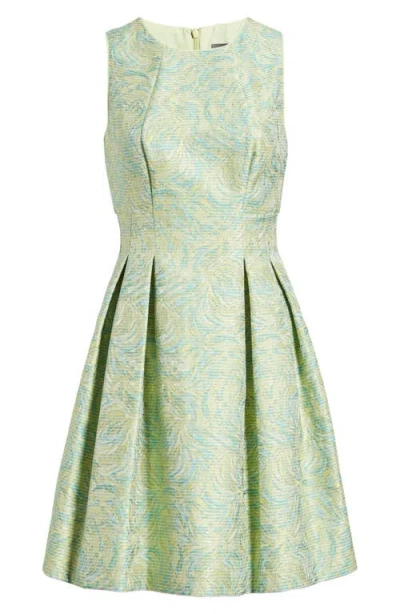 Vince Camuto Jacquard Fit & Flare Dress In Green Multi