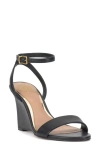 Vince Camuto Jefany Ankle Strap Wedge Sandal In Black