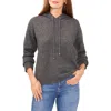 Vince Camuto Womens Ribbed Trim Long Sleeve Hoodie In Gray