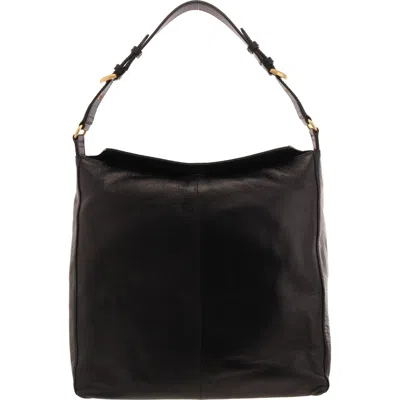 Vince Camuto Jocea Womens Fold-over Leather Hobo Handbag In Black