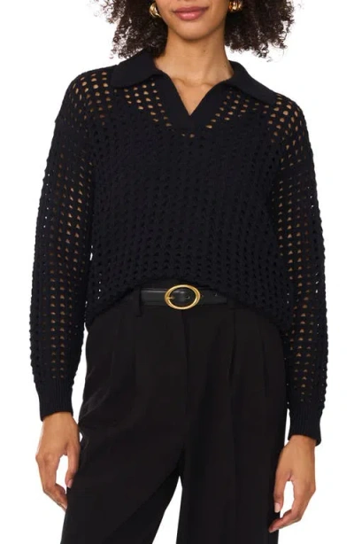 VINCE CAMUTO VINCE CAMUTO JOHNNY COLLAR MESH STITCH SWEATER