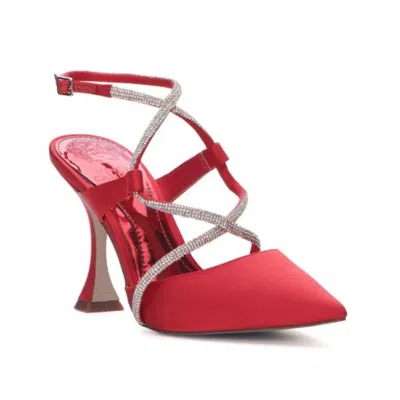 Vince Camuto Kadrya Pump Womensred Rhinestone Pointed Toe Spool Heel Zogg3374 In Red