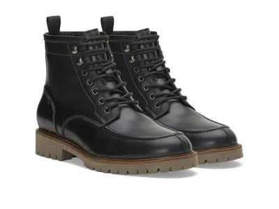 VINCE CAMUTO KAMEIL MEN'S BLACK LEATHER WATERPROOF LACE-UP ANKLE BOOTS JOBB959