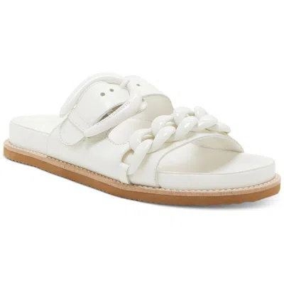 Vince Camuto Kenendys Womens Leather Slip On Slide Sandals In White