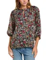 Shop Vince Camuto Keyhole Blouse In Black