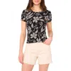 Vince Camuto Keyhole Short Sleeve Top In Black