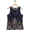 Vince Camuto Keyhole Split Back Tank In Classic Navy