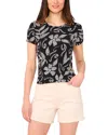Vince Camuto Keyhole Short Sleeve Top In Black