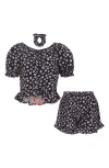 VINCE CAMUTO VINCE CAMUTO KIDS' DITSY FLORAL TOP, SHORTS & SCRUNCHIE SET