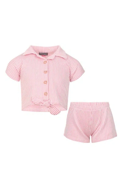 Vince Camuto Kids' Seersucker Stripe Top & Shorts Set In Pink