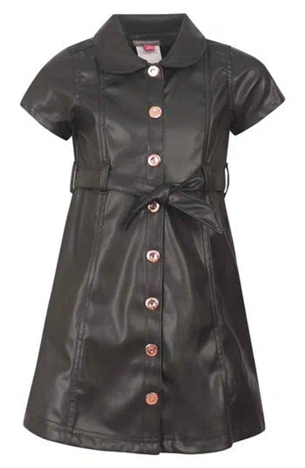 Vince Camuto Kids' Short Sleeve Faux Leather Dress In Black | ModeSens