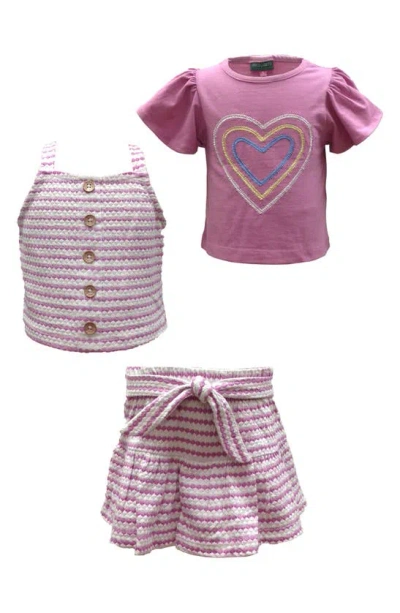 Vince Camuto Kids' T-shirt, Tank & Skirt Set In Pink
