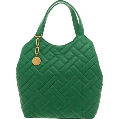 Vince Camuto Kisho Womens Quilted Leather Hobo Handbag In Gold