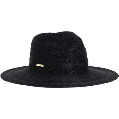 Vince Camuto Knit Panama Hat In Black