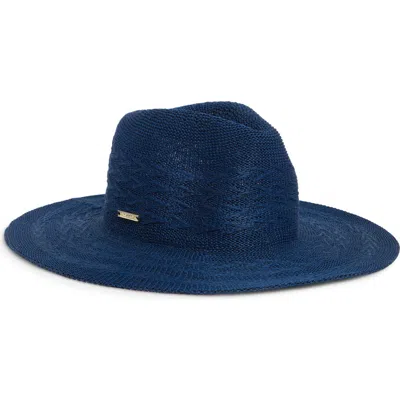 Vince Camuto Knit Panama Hat In Navy