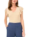 Vince Camuto Metallic Knit Flutter Sleeve Top In Gold