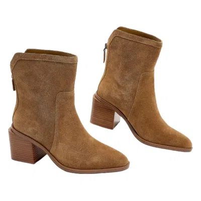 Vince Camuto Kortimy Boots 7 Nutmeg Suede Block Heel Ankle Bootie Hawk2644 In Brown