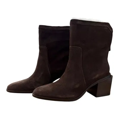 Vince Camuto Kortimy Boot Women Brown Suede Block Heel Ankle Bootie Hawk2343 In Multi