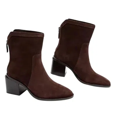 Vince Camuto Kortimy Boots Womensbrown Suede Block Heel Ankle Bootie Htat1413 In Brown