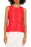 Vince Camuto Lace Cotton Blend Keyhole Tank In Cayenne