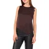 Vince Camuto Lace Detail Asymmetric Hem Satin Tank In Brown