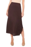 Vince Camuto Lace Detail Asymmetric Slip Skirt In Brown