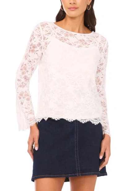 Vince Camuto Lace Flare Sleeve Top In White