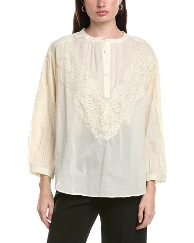 Vince Camuto Lace Half Placket Blouse In Neutral