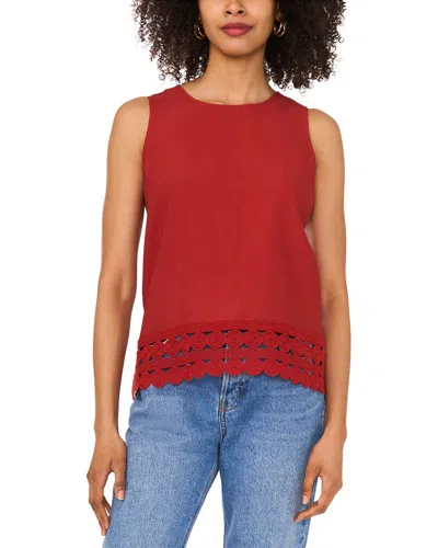 Vince Camuto Lace Hem Tank In Red