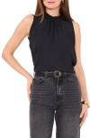 Vince Camuto Lace Mock Neck Sleeveless Top In Rich Black