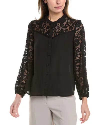 Vince Camuto Lace Paneled Blouse In Black