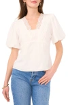 Vince Camuto Womens Pintuck Chiffon Blouse In New Ivory