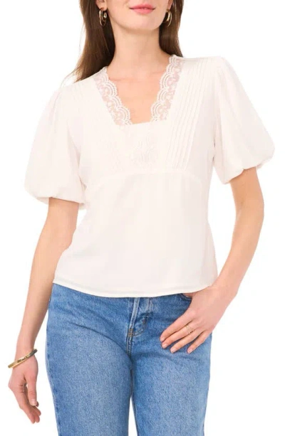 Vince Camuto Lace Pintuck Puff Sleeve Top In New Ivory