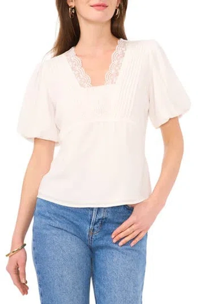 VINCE CAMUTO VINCE CAMUTO LACE PINTUCK PUFF SLEEVE TOP