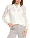 Vince Camuto Women's Lace-overlay Button-down Top In White