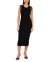 Vince Camuto Lace Shoulder Sleeveless Midi Dress In Rich Black