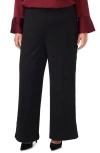 Vince Camuto Plus Size Lace-stripe Pull-on Pants In Rich Black