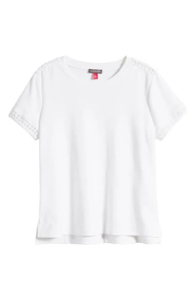 Vince Camuto Lace Trim Crewneck T-shirt In Ultra White
