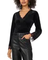 Vince Camuto Lace Trim Velvet Top In Rich Black