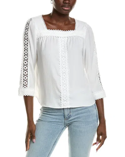 Vince Camuto Lace Yoke Blouse In White