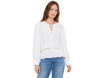 Vince Camuto Lace Yoke Tie Front Long Sleeve Women's Clothing Ultra White: Xl