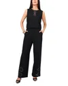 Vince Camuto Lattice Inset Keyhole Back Sleeveless Top In Rich Black