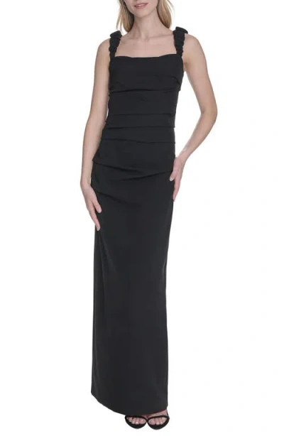 Vince Camuto Laguna Ruched Sheath Gown In Black